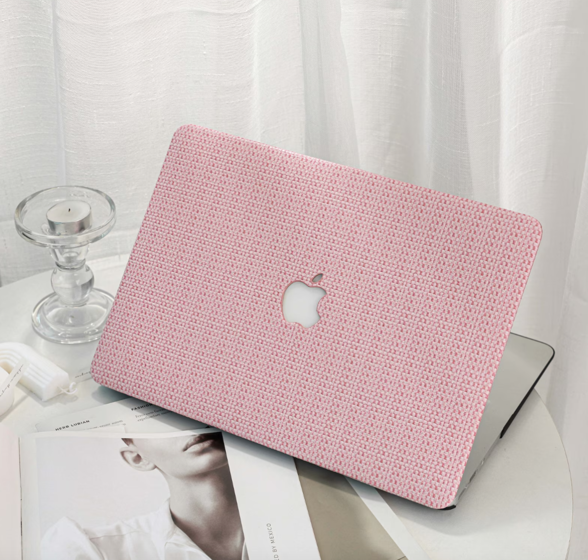 Cream Woven Leather MacBook Case