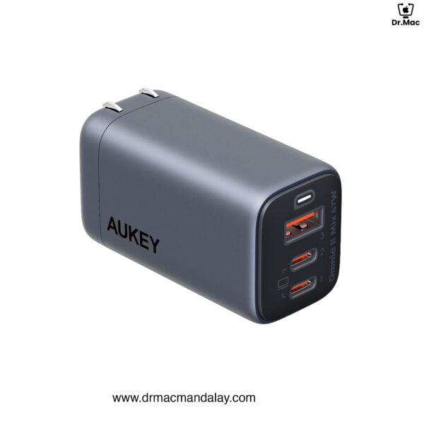 aukey pa b6u omnia ii mix 67w ufcs 3 port ufcs wall charger with gan technology