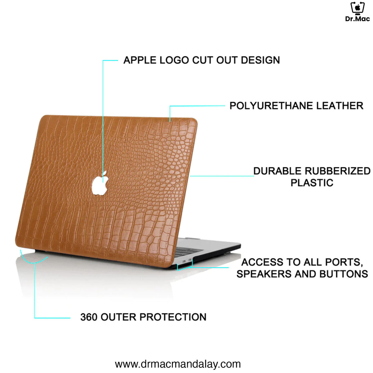 crocodile print leather macbook case for macbook air 15.3"