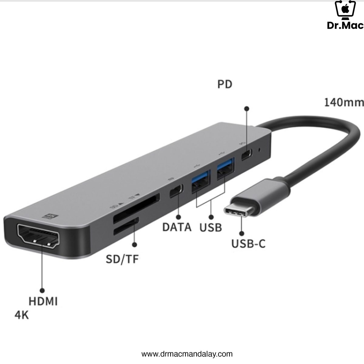 7 in 1 usb type c hub adapter with 4k hdmi, usb 3.0