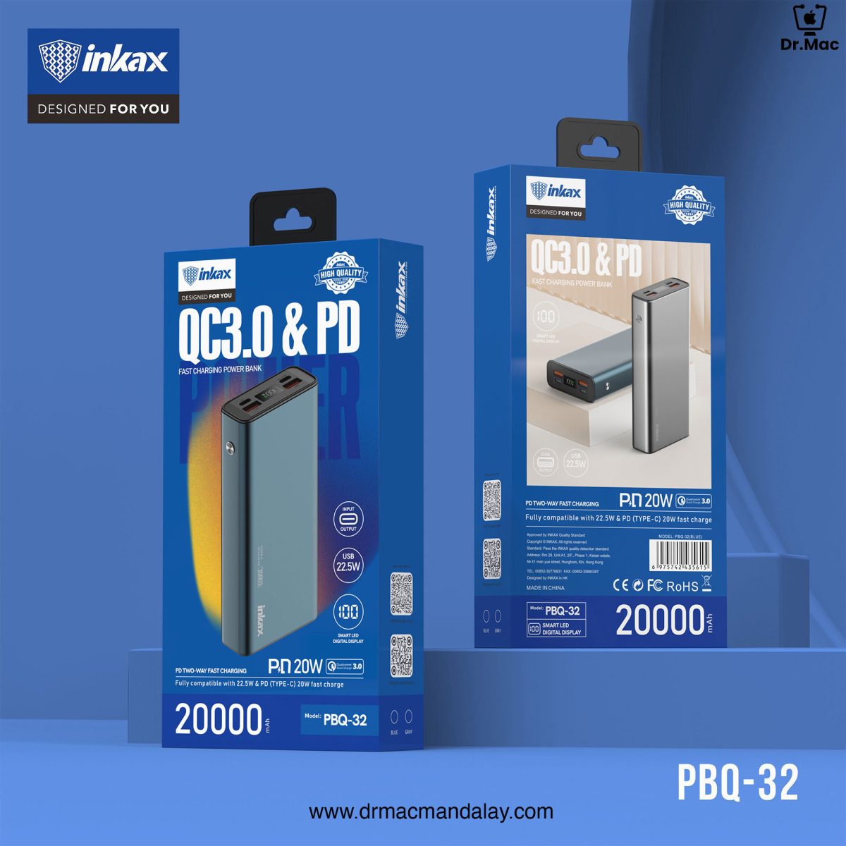 inkax 20000mah pd20w fast charger power bank (pbq 32)