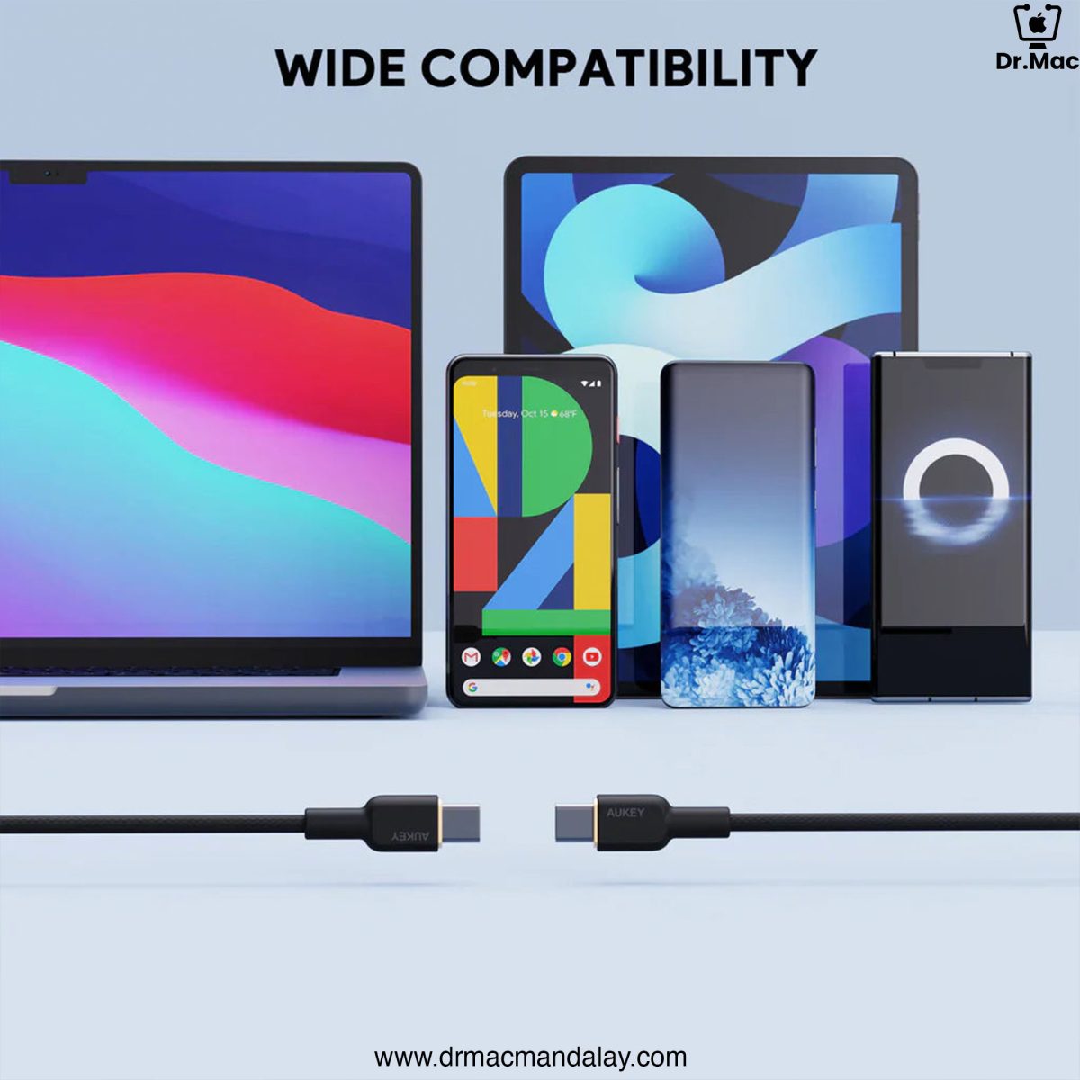 AUKEY CB-NCC Series Circlet CC 60W 1m Nylon Braided USB-C to USB-C Cable