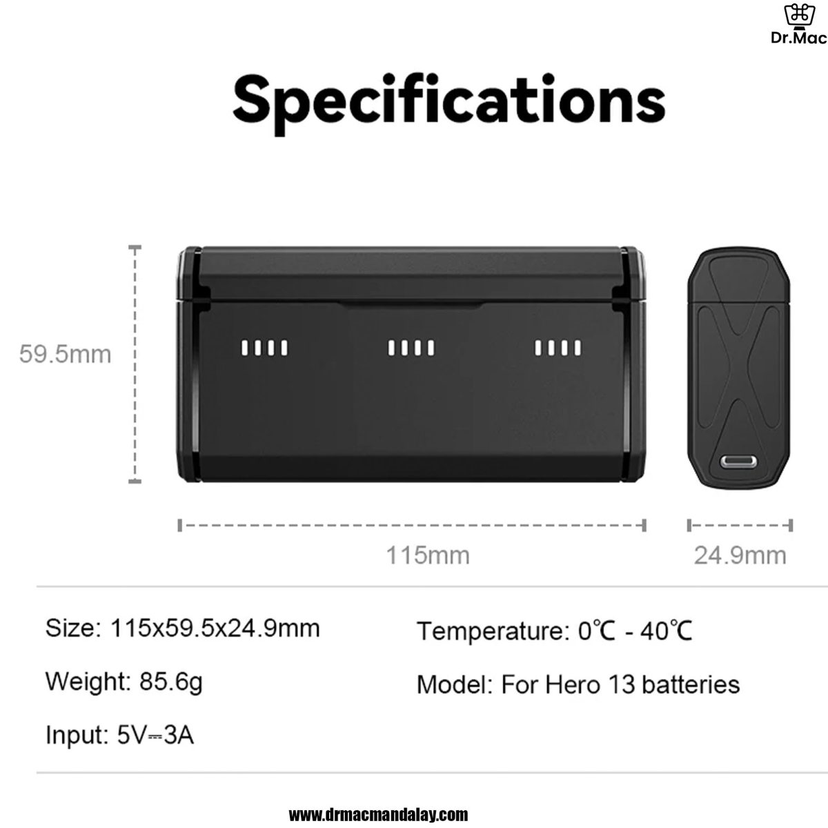 telesin gopro hero 13 batteries and its charging case package