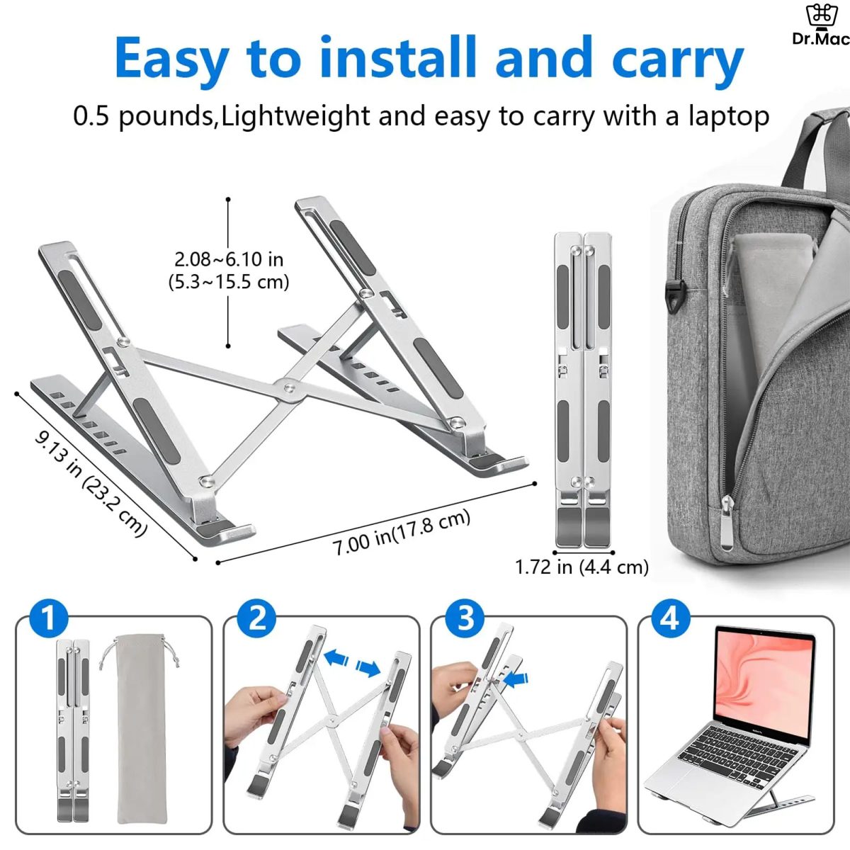 Adjustable Aluminum Ergonomic MacBook Stand